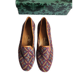 NEW Stubbs & Wootton Cuenca Red Slipper Loafer Needlepoint Flat Size 6.5